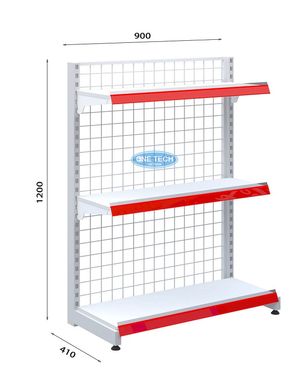 Kệ đơn siêu thị lưng lưới