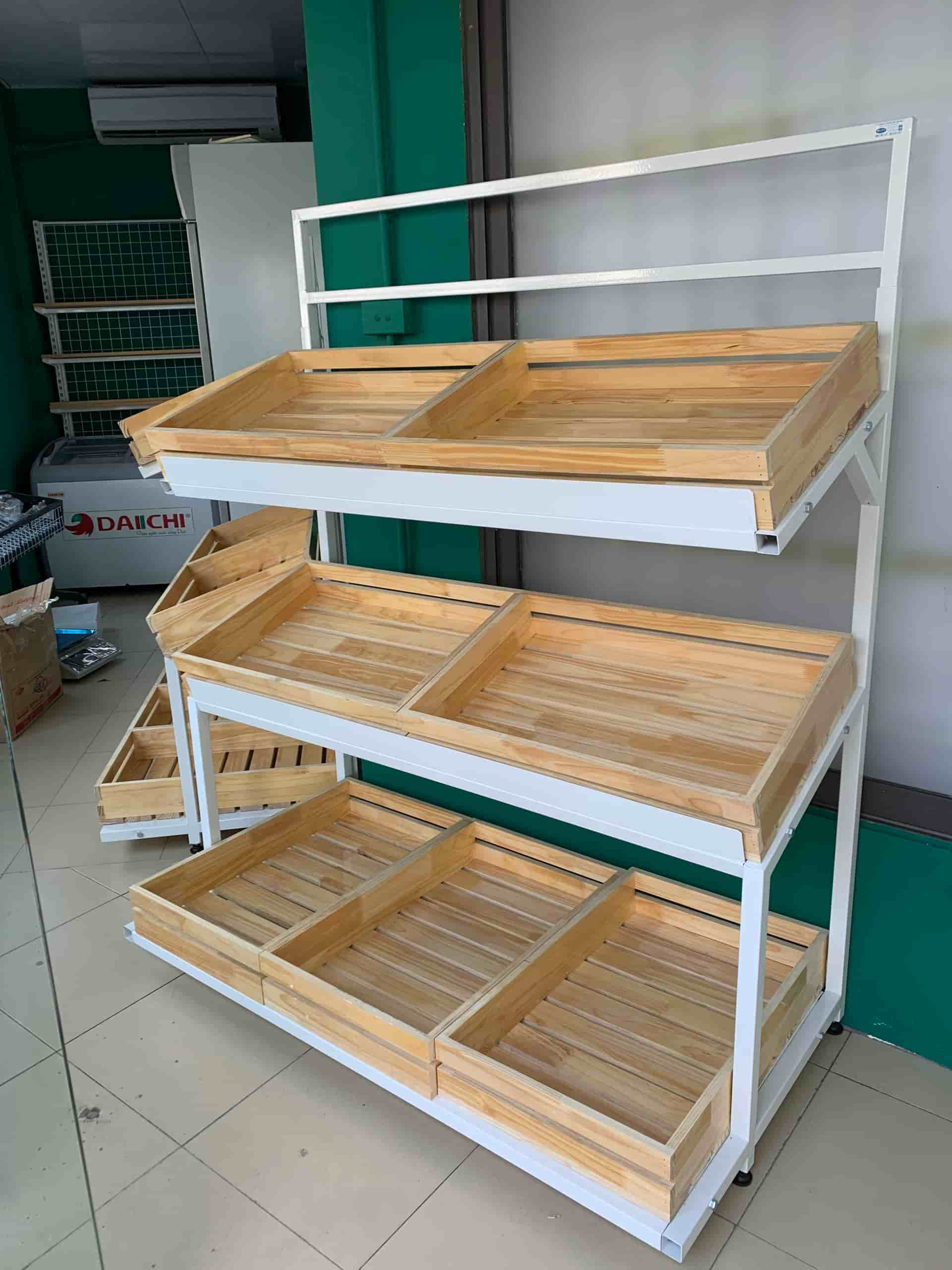 Kệ rau củ quả mâu gỗ